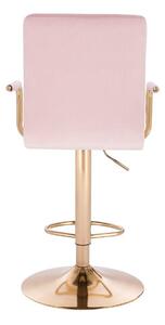 LuxuryForm Barová židle VERONA GOLD VELUR na zlatém talíři - růžová