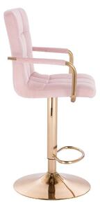LuxuryForm Barová židle VERONA GOLD VELUR na zlatém talíři - růžová