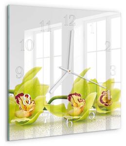 Skleněné hodiny Orchidej zskb-30x30-00084031