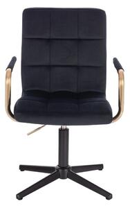 LuxuryForm Židle VERONA GOLD VELUR na černém kříži - černá
