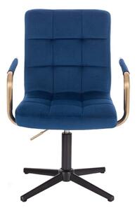 LuxuryForm Židle VERONA GOLD VELUR na černém kříži - modrá