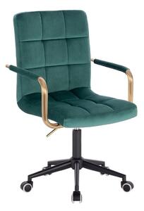 LuxuryForm Židle VERONA GOLD VELUR na černé podstavě s kolečky - zelená