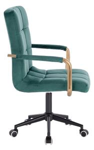 LuxuryForm Židle VERONA GOLD VELUR na černé podstavě s kolečky - zelená