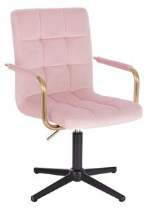 LuxuryForm Židle VERONA GOLD VELUR na černém kříži - růžová