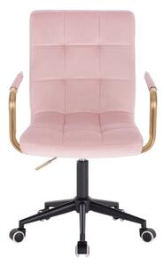 LuxuryForm Židle VERONA GOLD VELUR na černé podstavě s kolečky - růžová