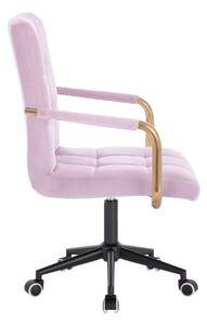 LuxuryForm Židle VERONA GOLD VELUR na černé podstavě s kolečky - levandule