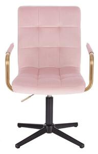 LuxuryForm Židle VERONA GOLD VELUR na černém kříži - růžová