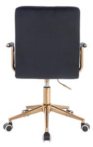 LuxuryForm Židle VERONA GOLD VELUR na zlaté podstavě s kolečky - černá