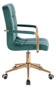 LuxuryForm Židle VERONA GOLD VELUR na zlaté podstavě s kolečky - zelená