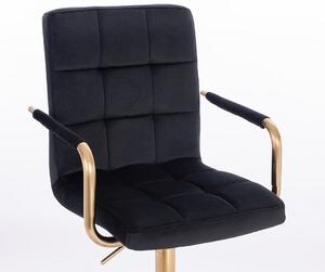 LuxuryForm Židle VERONA GOLD VELUR na zlaté podstavě s kolečky - černá