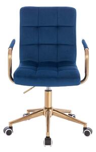LuxuryForm Židle VERONA GOLD VELUR na zlaté podstavě s kolečky - modrá