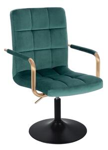 LuxuryForm Židle VERONA GOLD VELUR na černém talíři - zelená