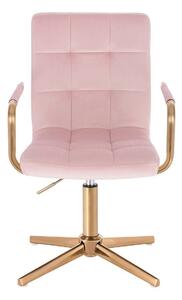LuxuryForm Židle VERONA GOLD VELUR na zlatém kříži - růžová