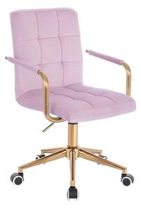 LuxuryForm Židle VERONA GOLD VELUR na zlaté podstavě s kolečky - levandule