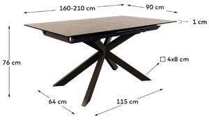 Hnědý keramický rozkládací jídelní stůl Kave Home Atminda 160/210 x 90 cm