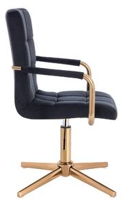 LuxuryForm Židle VERONA GOLD VELUR na zlatém kříži - černá