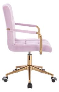 LuxuryForm Židle VERONA GOLD VELUR na zlaté podstavě s kolečky - levandule