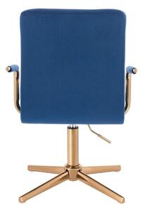 LuxuryForm Židle VERONA GOLD VELUR na zlatém kříži - modrá