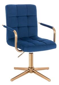 LuxuryForm Židle VERONA GOLD VELUR na zlatém kříži - modrá
