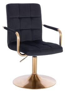 LuxuryForm Židle VERONA GOLD VELUR na zlatém talíři - černá
