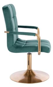 LuxuryForm Židle VERONA GOLD VELUR na zlatém talíři - zelená
