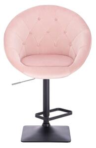 LuxuryForm Barová židle VERA VELUR na černé hranaté podstavě - světle růžová