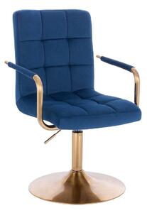 LuxuryForm Židle VERONA GOLD VELUR na zlatém talíři - modrá