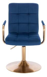 LuxuryForm Židle VERONA GOLD VELUR na zlatém talíři - modrá