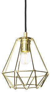 Light for home - Závěsné Svítidlo na Lanku "DIAMOND LOFT CORRAL GOLDEN" 19603 – Luxusní Lesk v Každém Detailu, 1x60W, E27, Zlatá