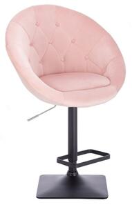 LuxuryForm Barová židle VERA VELUR na černé hranaté podstavě - světle růžová