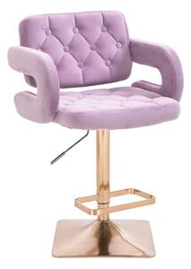 LuxuryForm Barová židle ADRIA VELUR na zlaté hranaté podstavě - levandule