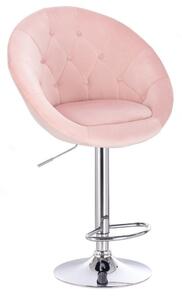 LuxuryForm Barová židle VERA VELUR na stříbrném talíři - světle růžová