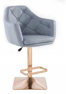 LuxuryForm Barová židle ANDORA na zlaté hranaté podstavě - šedá