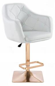 LuxuryForm Barová židle ANDORA na zlaté hranaté podstavě - bílá