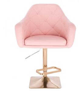 LuxuryForm Barová židle ANDORA na zlaté hranaté podstavě - růžová