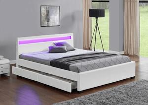 Manželská postel 160 cm Clariona (bílá) (s roštem a LED osvětlením). 1034621