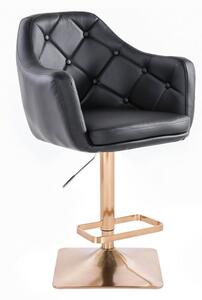 LuxuryForm Barová židle ANDORA na zlaté hranaté podstavě - černá