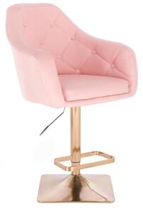 LuxuryForm Barová židle ANDORA na zlaté hranaté podstavě - růžová