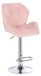 LuxuryForm Barová židle MILANO MAX VELUR na stříbrném talíři - světle růžová