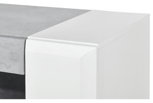 TV komoda CANTERO bílá vysoký lesk/beton, šířka 140 cm