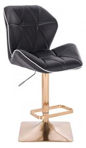 LuxuryForm Barová židle MILANO MAX na zlaté hranaté podstavě - černá