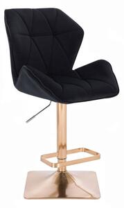 LuxuryForm Barová židle MILANO MAX VELUR na zlaté hranaté podstavě - černá