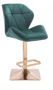 LuxuryForm Barová židle MILANO MAX VELUR na zlaté hranaté podstavě - zelená