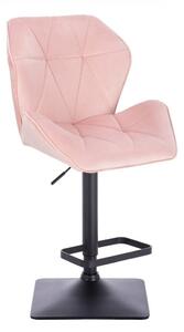 LuxuryForm Barová židle MILANO MAX VELUR na černé hranaté podstavě - růžová