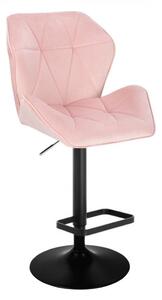 LuxuryForm Barová židle MILANO MAX VELUR na černém talíři - světle růžová