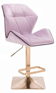 LuxuryForm Barová židle MILANO MAX VELUR na zlaté hranaté podstavě - fialový vřes