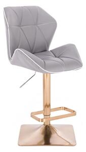 LuxuryForm Barová židle MILANO MAX na zlaté hranaté podstavě - šedá