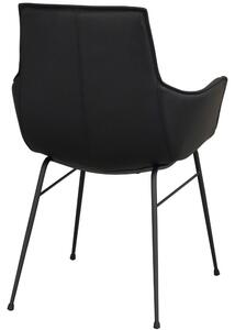 Černá kožená jídelní židle ROWICO LOWELL s područkami