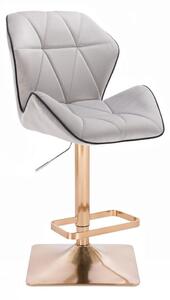 LuxuryForm Barová židle MILANO MAX VELUR na zlaté hranaté podstavě - šedá