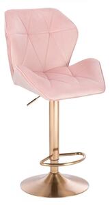 LuxuryForm Barová židle MILANO MAX VELUR na zlatém talíři - světle růžová